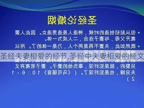 圣经夫妻相爱的经节,圣经中夫妻相爱的经文