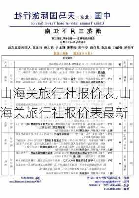 山海关旅行社报价表,山海关旅行社报价表最新