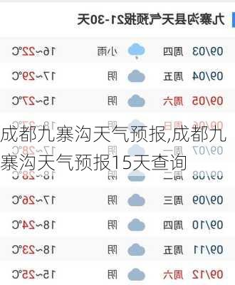 成都九寨沟天气预报,成都九寨沟天气预报15天查询