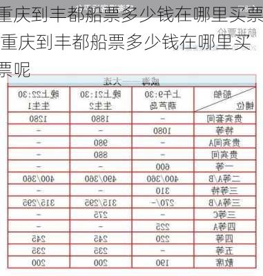 重庆到丰都船票多少钱在哪里买票,重庆到丰都船票多少钱在哪里买票呢