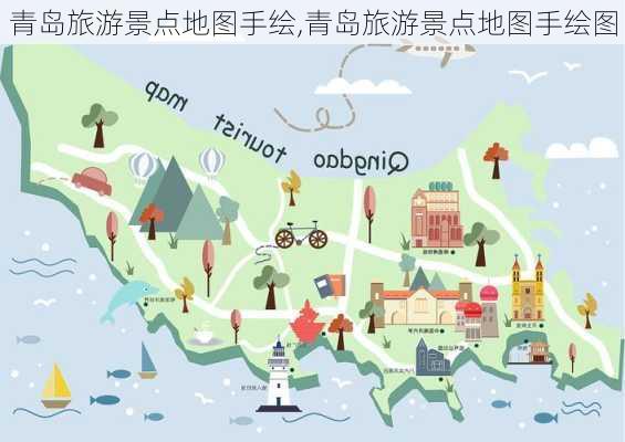 青岛旅游景点地图手绘,青岛旅游景点地图手绘图