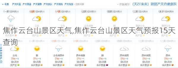 焦作云台山景区天气,焦作云台山景区天气预报15天查询