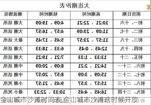 金山城市沙滩时间表,金山城市沙滩啥时候开放