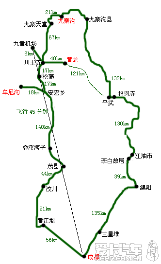 九寨沟自驾游路段,九寨沟自驾游路段图