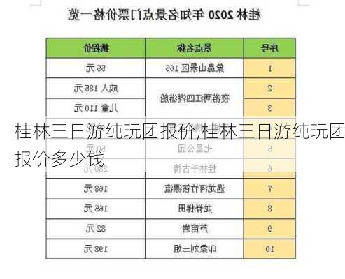 桂林三日游纯玩团报价,桂林三日游纯玩团报价多少钱