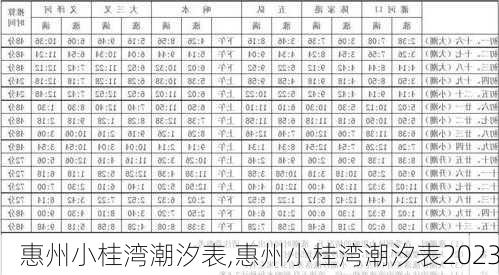 惠州小桂湾潮汐表,惠州小桂湾潮汐表2023