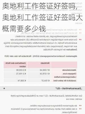 奥地利工作签证好签吗,奥地利工作签证好签吗大概需要多少钱