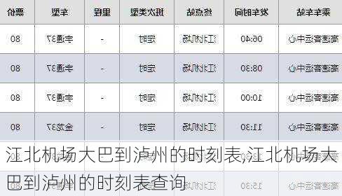 江北机场大巴到泸州的时刻表,江北机场大巴到泸州的时刻表查询